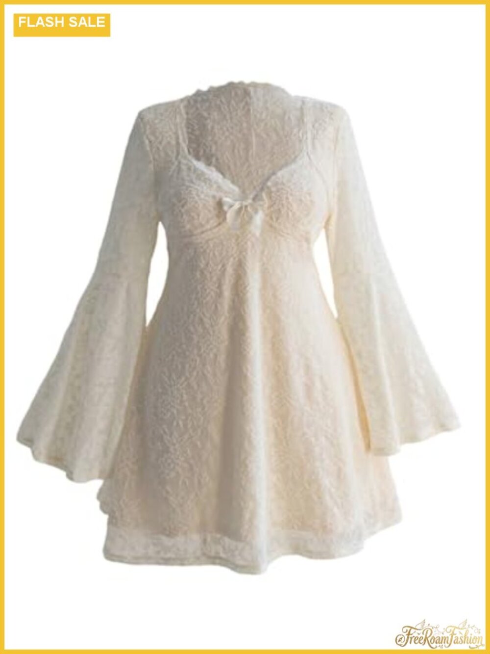 Women's Plus Size Boho Lace Mini Dress Long Sleeve A-Line